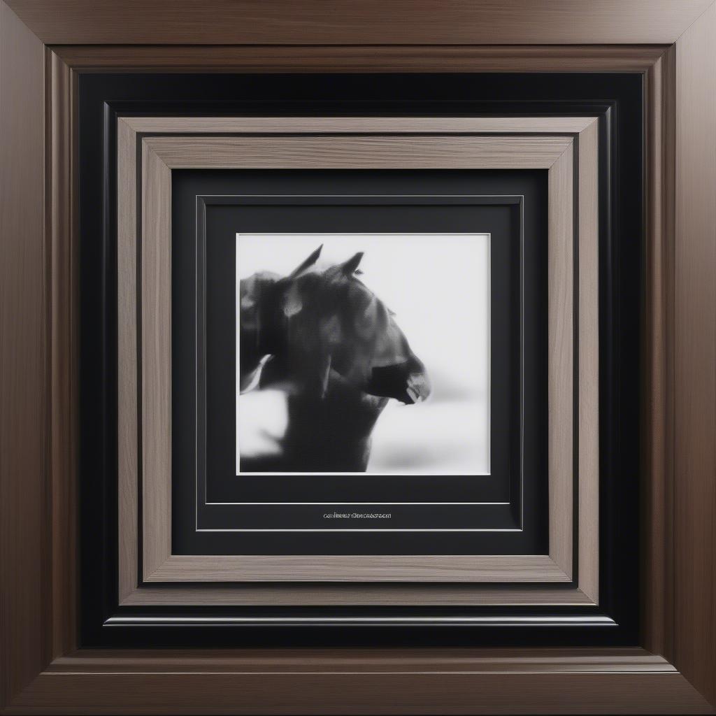 Dark Wooden Picture Frame Showcasing Black and White Photo